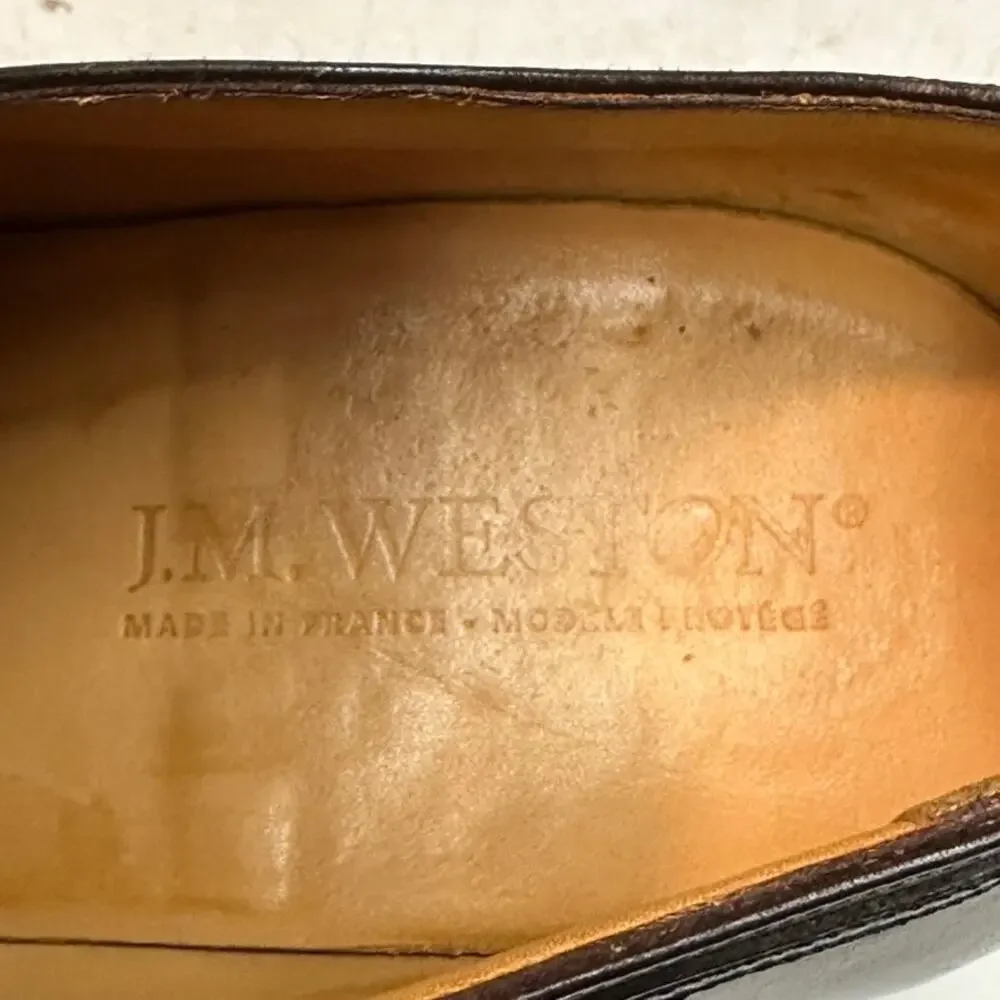 EUC J.M. Weston Beauborg Single Monk Strap Cap Toe Derby France UK 6.5 US 7.5